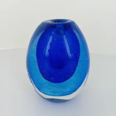 Lasivaasi, korkeus 90mm, Ø 65mm, Tarmo Maaronen, Bianco Blu.  