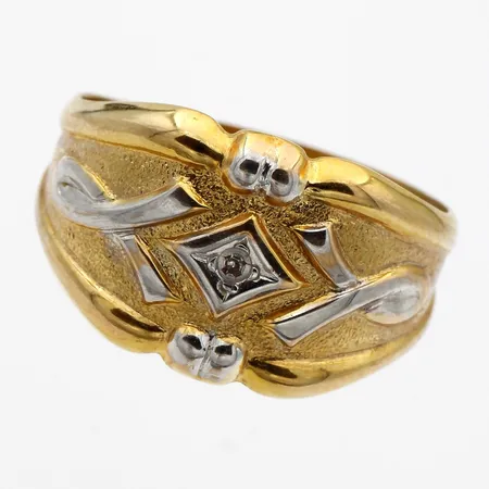 Timanttisormus 1xn.0.005ct, koko 15¾, 585 kelta- ja valkokulta, Paino: 1,9 g