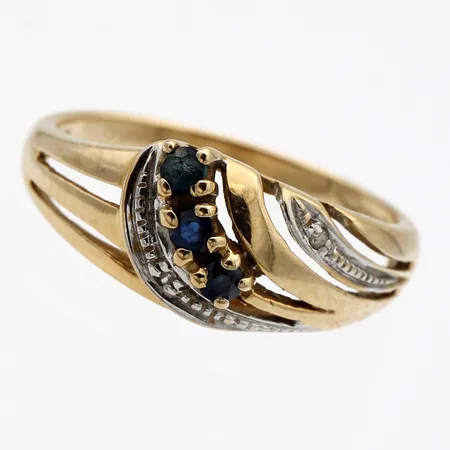 Timanttisormus kivillä 2xn.0.005ct, koko 16, 585br kelta- ja valkokultaa,  Paino: 2,1 g