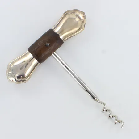 Hopeinen viinipullon-avaaja, käytön jälkiä, korkeus 130mm, 830br,  Paino: 61,4 g