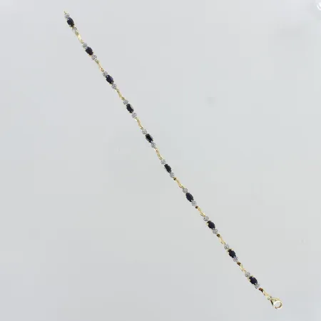 Kivirannekoru timanteilla 20xn.0.01ct, käytön jälkiä, pituus 190mm, 585br,  Paino: 6,2 g