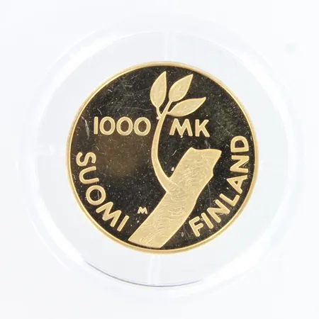 Kultaraha Itsenäisyyden 80-vuotisjuhlaraha, Suomi 1997, nimellisarvo 1000 markkaa, 900,  Paino: 8,6 g