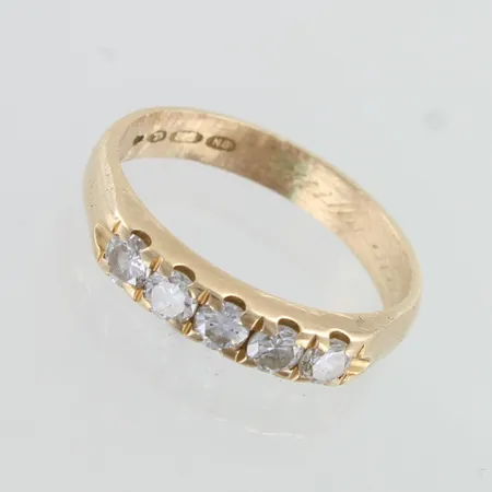 Timanttisormus 5xn.0.08ct, kaiverrettu, käytön jälkiä, koko 15½, 585,  Paino: 2,5 g