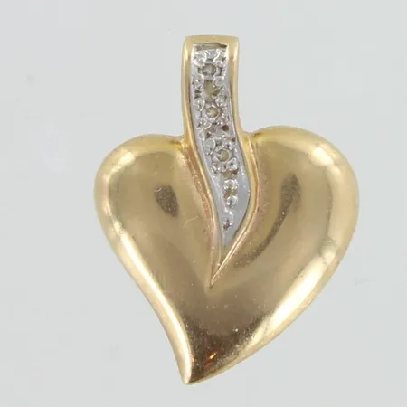 Sydänriipus timanteilla 3xn.0.01ct, käytön jälkiä, korkeus 18mm, 585,  Paino: 2,1 g
