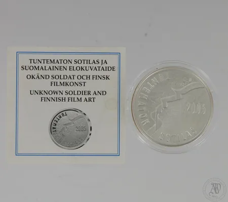 Hopeinen juhlaraha, Tuntematon sotilas ja suomalainen elokuvataide, 10 euroa, 925,  Paino: 25,5 g