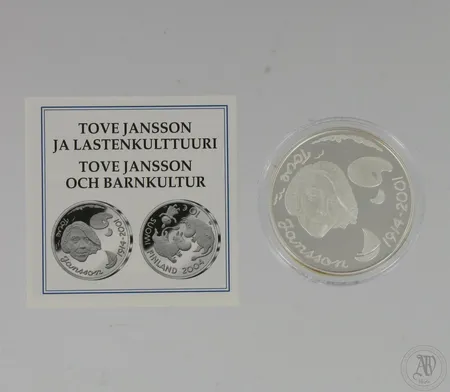 Hopeinen juhlaraha, Tove Jansson ja lastenkulttuuri, 10 euroa, 925,  Paino: 27,4 g
