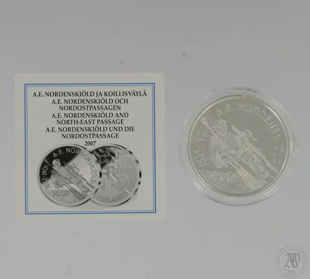 Hopeinen juhlaraha, A.E.Nordenskiöld ja Koillisväylä, 10 euroa, 925,  Paino: 25,5 g