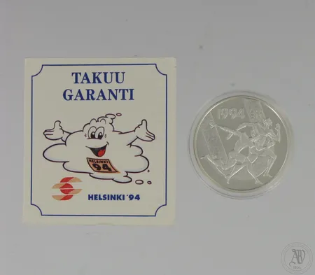 Hopeinen juhlaraha, EM 1994, 100 mk, 925,  Paino: 24 g
