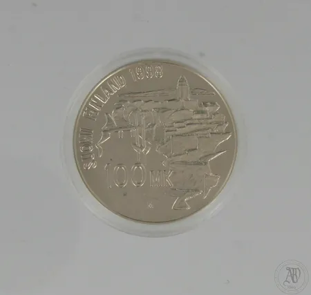 Hopeinen juhlaraha, Suomenlinna 250-vuotta, 100 mk, 925, Paino: 22 g