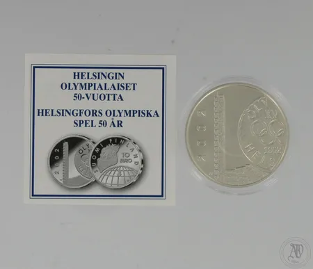 Hopeinen juhlaraha, Helsingin Olympialaiset 50-vuotta, 10 euroa, 925,  Paino: 27,4 g