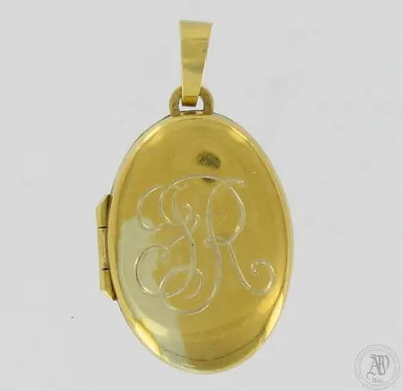 Medaljonki, korkeus 32mm, kaiverrettu, 585br,  Paino: 3,3 g
