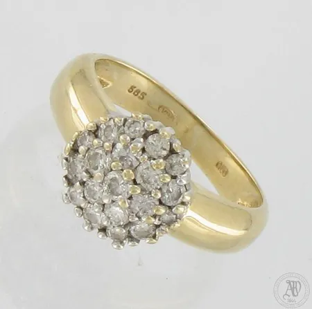 Timanttisormus 19xn.0.01-0.03ct, koko 15¼, 585,  Paino: 3,4 g