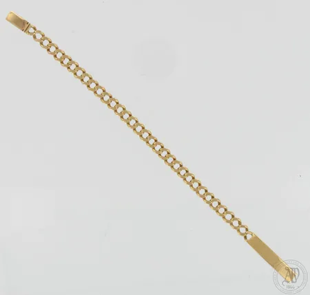 Panssariranneketju laatalla, osa lenkeistä kuluneita, kaiverrettu, pituus 235mm, leveys 8mm, 585,  Paino: 32,4 g