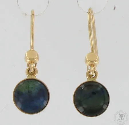 Spektroliitti-korvakorut, korkeus 25mm, 585br,  Paino: 1,9 g