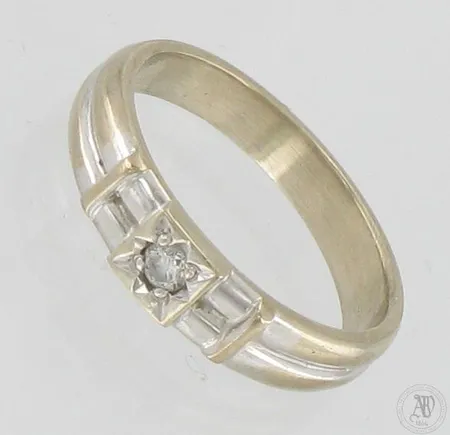 Timanttisormus 1xn.0.05ct, koko 15¾, 585 valkokulta,   Paino: 3,5 g