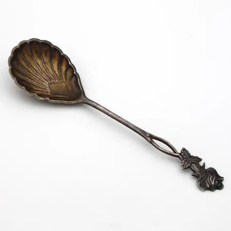 Sokerilusikka, Ruusu, käytön jälkiä, pituus 127mm, 813,  Paino: 12,1 g