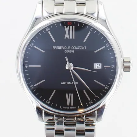 Teräsrannekello, Frederique Constant Classics Index, automaatti, rungon Ø 40mm, ref. FC-303BN5B6B, sn. 3461498, rannekkeen pituus 205mm, takuutodistus ja laatikko