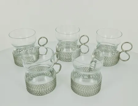 Viisi glögilasia, Tsaikka, design Timo Sarpaneva, 23cl