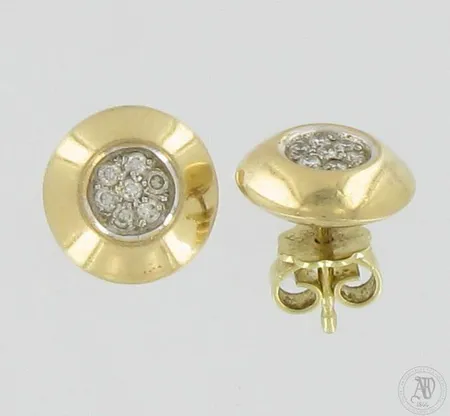 Timanttikorvanapit 14xn.0.01ct, Ø 10mm, toinen tausta puuttuu, 585,  Paino: 3,5 g