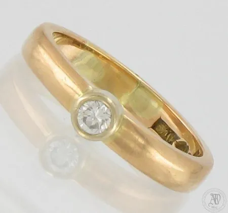 Timanttisormus 1xn.0.11ct, koko 17¾, leveys 3mm, 750,  Paino: 5 g
