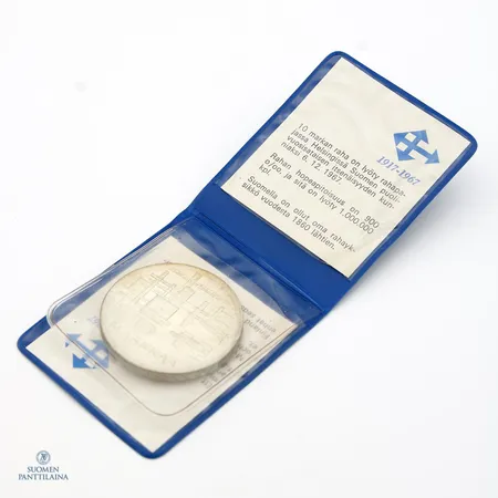 Juhlaraha, Suomen itsenäisyyden kunniaksi 1917-1967, nimellisarvo 10mk, 900, Paino: 23,9 g