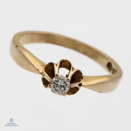 Timanttisormus 1xn.0.12ct, koko 16½, istutus vääntynyt, 750, Paino: 2,6 g