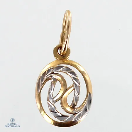 Kuvioitu riipus, korkeus 20mm, 585,  Paino: 0,9 g