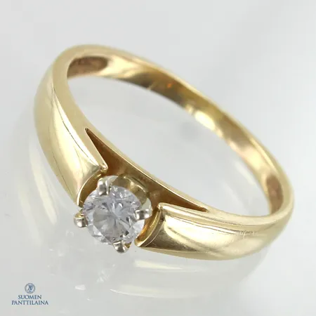 Timanttisormus 1xn.0.33ct, koko 18¾, 585,  Paino: 2,9 g