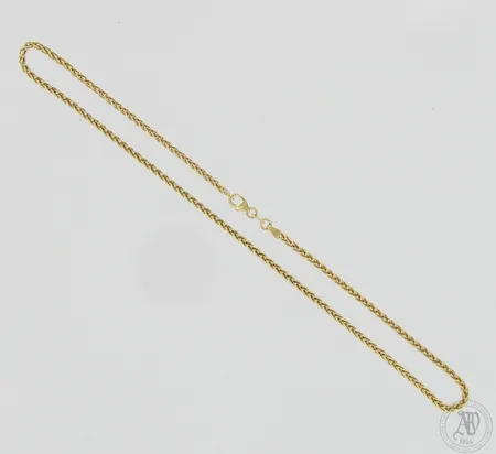 Wheat-kaulaketju, pituus 38,5cm, leveys 2,4mm, 585,  Paino: 9,4 g