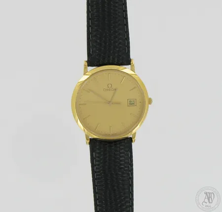 Teräsrannekello Omega De Ville, 53496907, quartz, Ø 32mm, nahkaranneke, kaiverrettu.