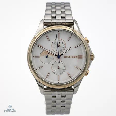 Teräsrannekello, Tommy Hilfiger, quartz:paristo loppunut, helmiästaulu, rungon Ø 39mm.