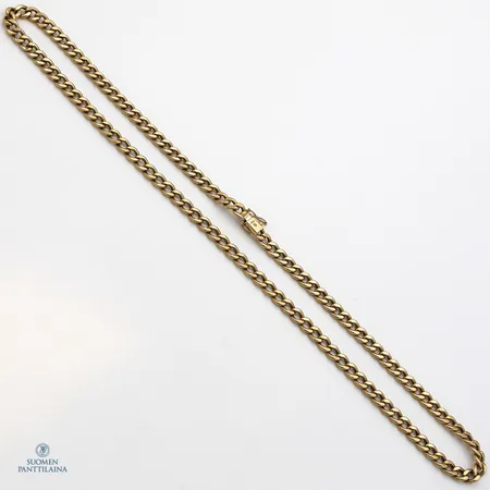 Panssarikaulaketju, osassa lenkeistä venymää, pituus 56,5cm, leveys 5,6mm, 585,  Paino: 21,1 g