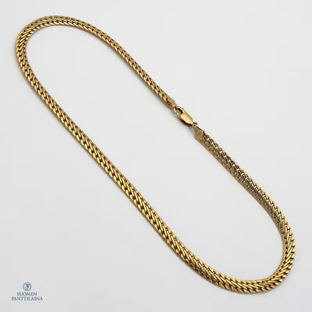 Kaulaketju, käytön jälkiä ja painaumia, pituus 42cm, leveys 5,6mm, 585, Paino: 11 g