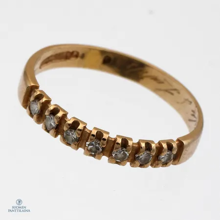 Timanttisormus 7xn.0.02ct, kaiverrettu, koko 17½, 585,  Paino: 1,6 g