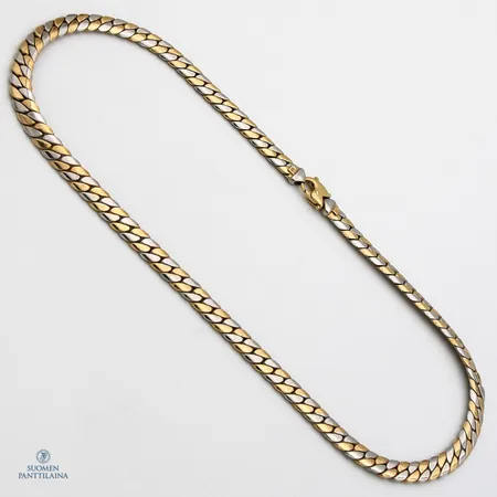 Kaulaketju, pituus 45cm, leveys 6,8mm, 585 valko- ja keltakulta,  Paino: 21,7 g