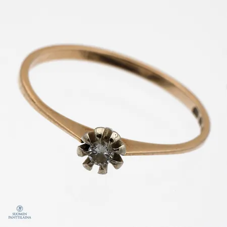 Timanttisormus 1xn.0.04ct, koko 17½, 585,  Paino: 1,1 g