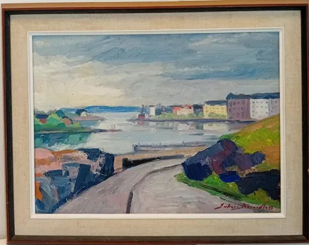 Öljyväri, Maisema Uunisaaresta, signeerattu Inkeri Koivisto -43, korkeus 32cm, leveys 44cm. 