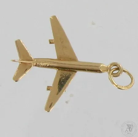 Lentokone-riipus, korkeus 23mm, leveys 17mm, 585,  Paino: 0,9 g