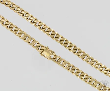 Panssarikaulaketju, pituus 45cm ja leveys 10mm, ontto, Kultajousi Oy, 585,  Paino: 40,2 g