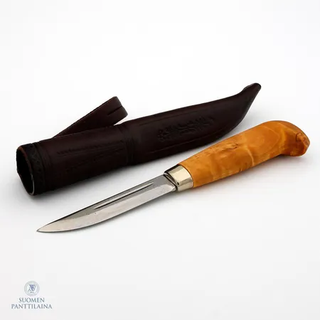 Puukko Iisakki Järvenpää, Vuolu, pituus 215mm, kaiverrettu, tuppi,