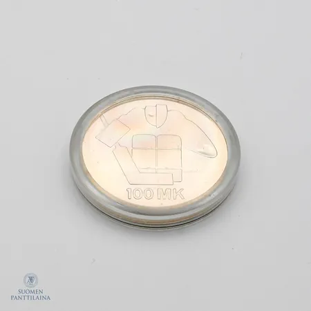 Juhlaraha, jääkiekon MM-kilpailut 1991, nimellisarvo 100mk, 830, Paino: 24 g