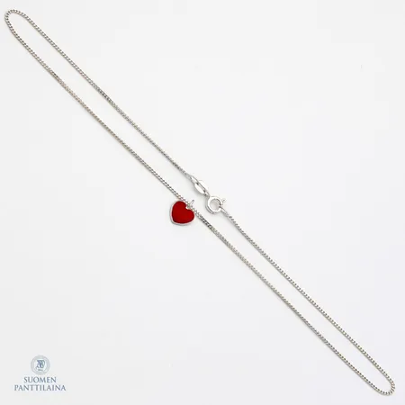 Panssariketju sydän-riipuksella, ketjun pituus 38cm, riipuksen korkeus 10mm, 925br,  Paino: 2,8 g