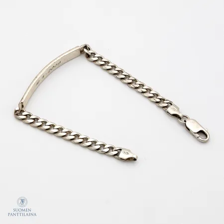 Panssariranneketju laatalla, pituus 175mm, leveys 5mm, kaiverrettu, 925,  Paino: 10,6 g