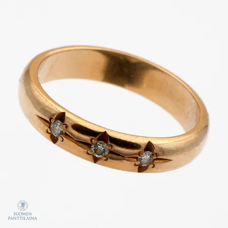 Timanttisormus 3xn.0.02ct, koko 16½, leveys 4mm, 585br, Paino: 3,5 g
