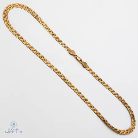 Kaulaketju, pituus 42cm, leveys 5mm, pientä vääntymää, 585, Paino: 7,3 g
