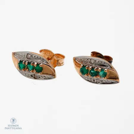 Kivikorvakorut timanteilla 4xn.0.005ct, korkeus 12mm, 585br, Paino: 1,5 g