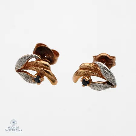 Sinisafiirikorvakorut, korkeus 10mm, 585br,  Paino: 0,9 g