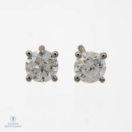 Timanttikorvakorut 2xn.0.50ct, ruuvitausta, 585 valkokulta, Paino: 0,9 g