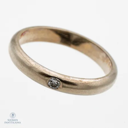 Timanttisormus 1xn.0.03ct, koko 16½, leveys 3mm, 750 valkokulta, Paino: 3,1 g
