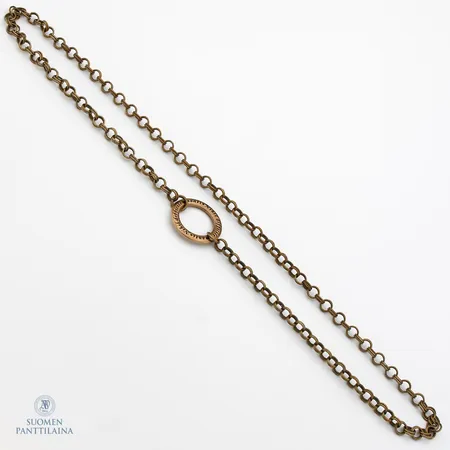 Nihil difficile amanti-kaulakoru, Kalevala Koru, pituus 65cm, leveys 6mm pronssia.
